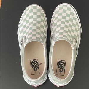 Vans Checkerboard Slip-On in Mint and White